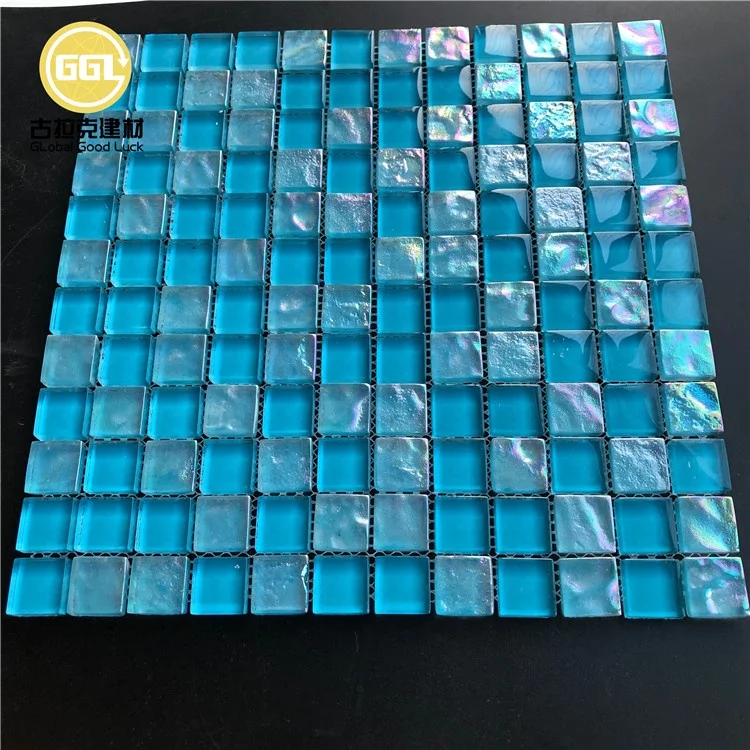 Blue Crystal Swimming Pool Tile Decorative Glass Mosaic Tile for Bathroom Shower