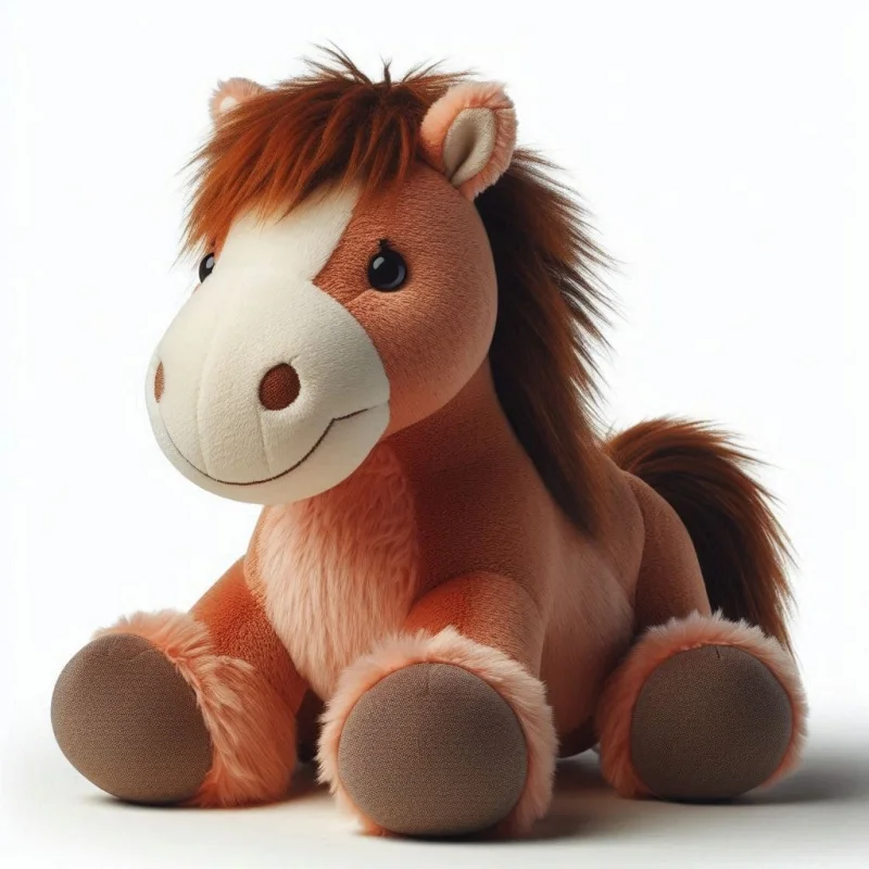 OEM Customize Simulation Plush Cute Brown Standing Horse Animal Toy With Long Tail
