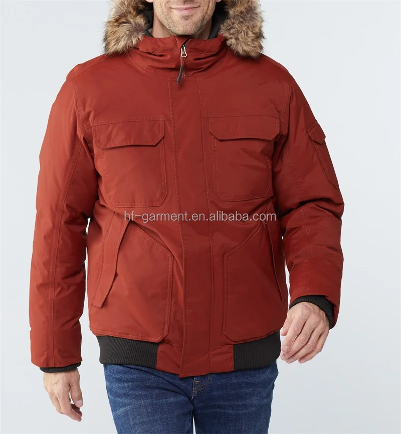 Oem Recycle Nylon Hooded Down Coat 2 Insert Chest Pockets Snapclosure