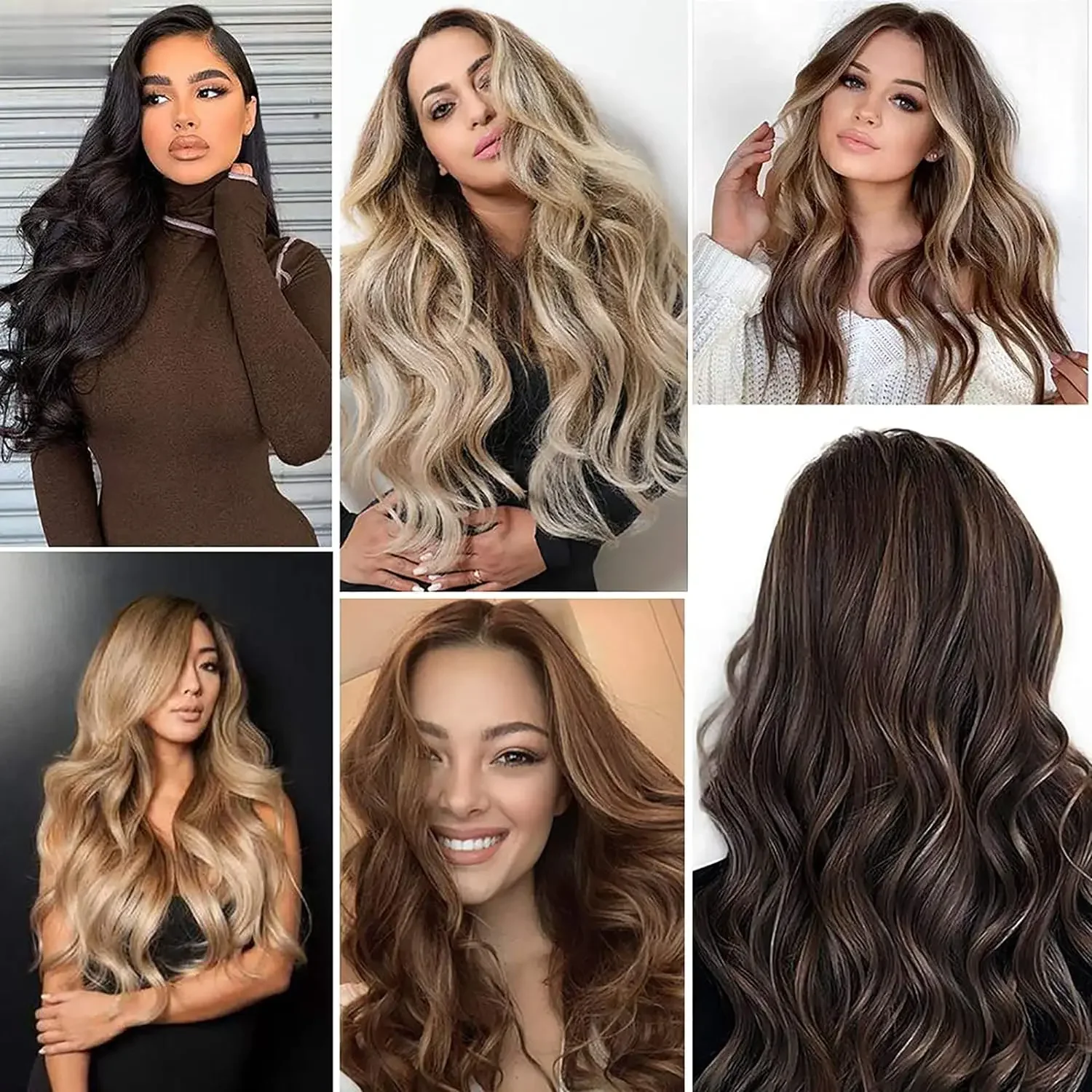 Human Hair Extensions Chocolate Brown Highlight Caramel Blonde Remy Silky Straight Fish Line Hair Extension_voghion.com