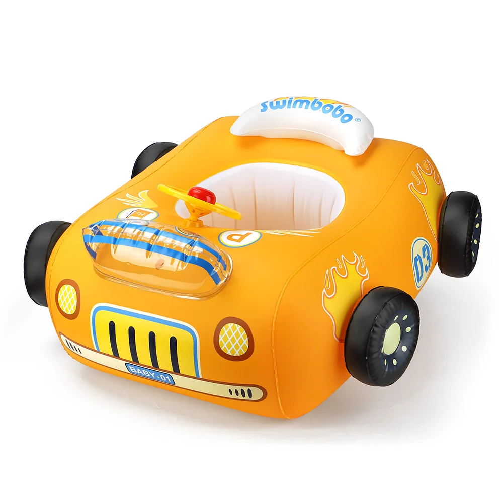 Swimbobo Inflatable Car Swimming Seat Boat Floating Ring Children Water Toy Steering Baby Swim Pool Float Ring With Canopy