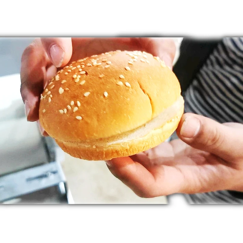 6000pcs/Hour Automatic Hamburger Slicer Machine Stainless Steel Bun Slicer Imported Blade Flat Cutting Low Waste Bakery Use High