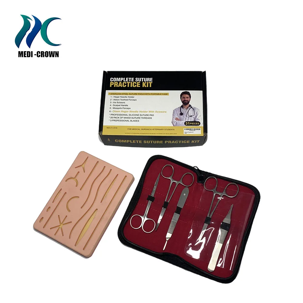 Подушечка для кожи, инструмент, медицинский набор для тренировки швов, модель кожи, антидермальный силикон с чехлом