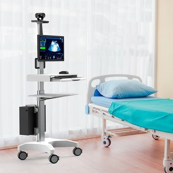 Height adjustable Medical Cart  Computer Trolley for Dental Clinic Hospital Warehouse