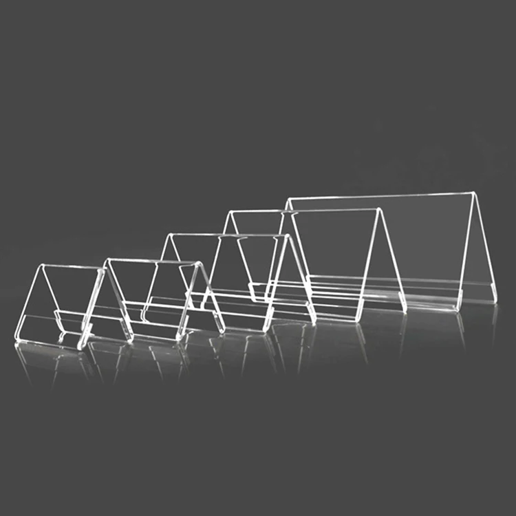 Acrylic Desktop Business Card Table Number Holder Stand V Shape Office Desk Name Plate Sign Holder