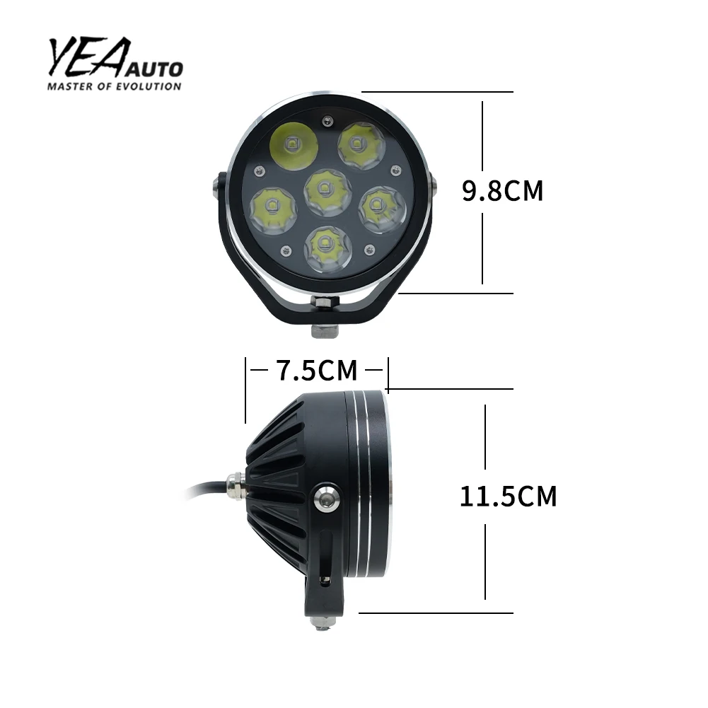 product ya dh6  6 led lens driving light 38round 70w motorcycle yellow color cover headlight spot lamp universal spotlight-6