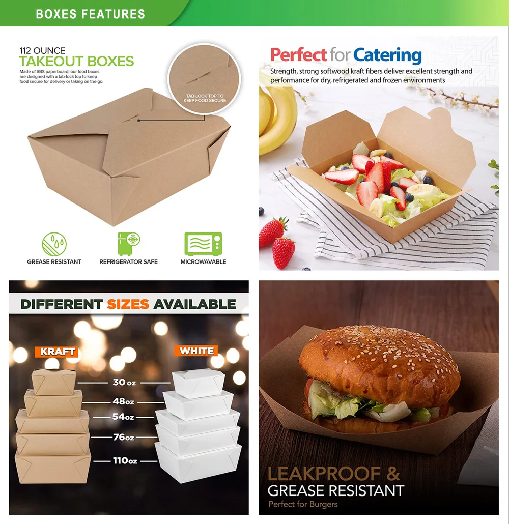 Caja Carton Para Fritos Salad Kraft Paper Food Box Brown