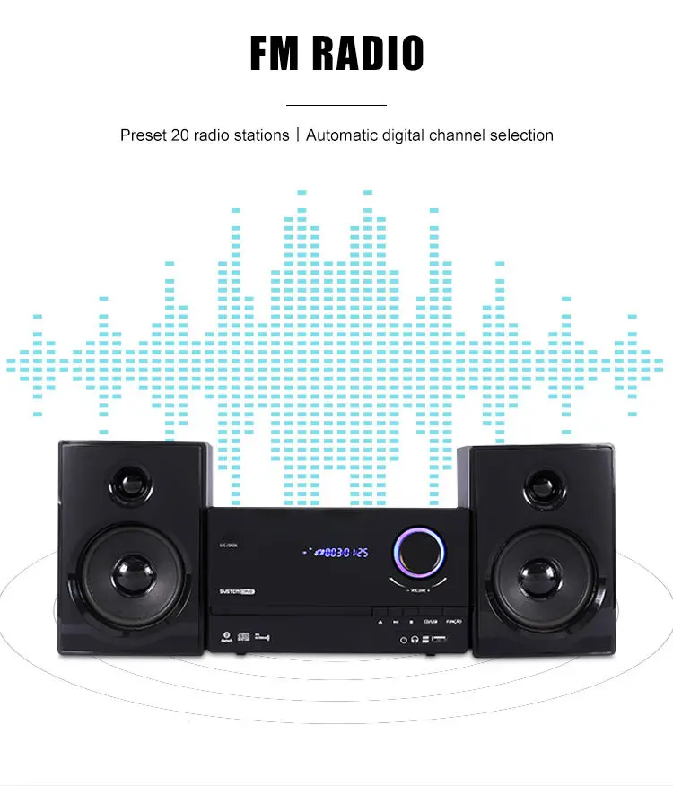 Classical Black Home Theater cd Player HI-FI System FM Radio Remote Control BT CD Player