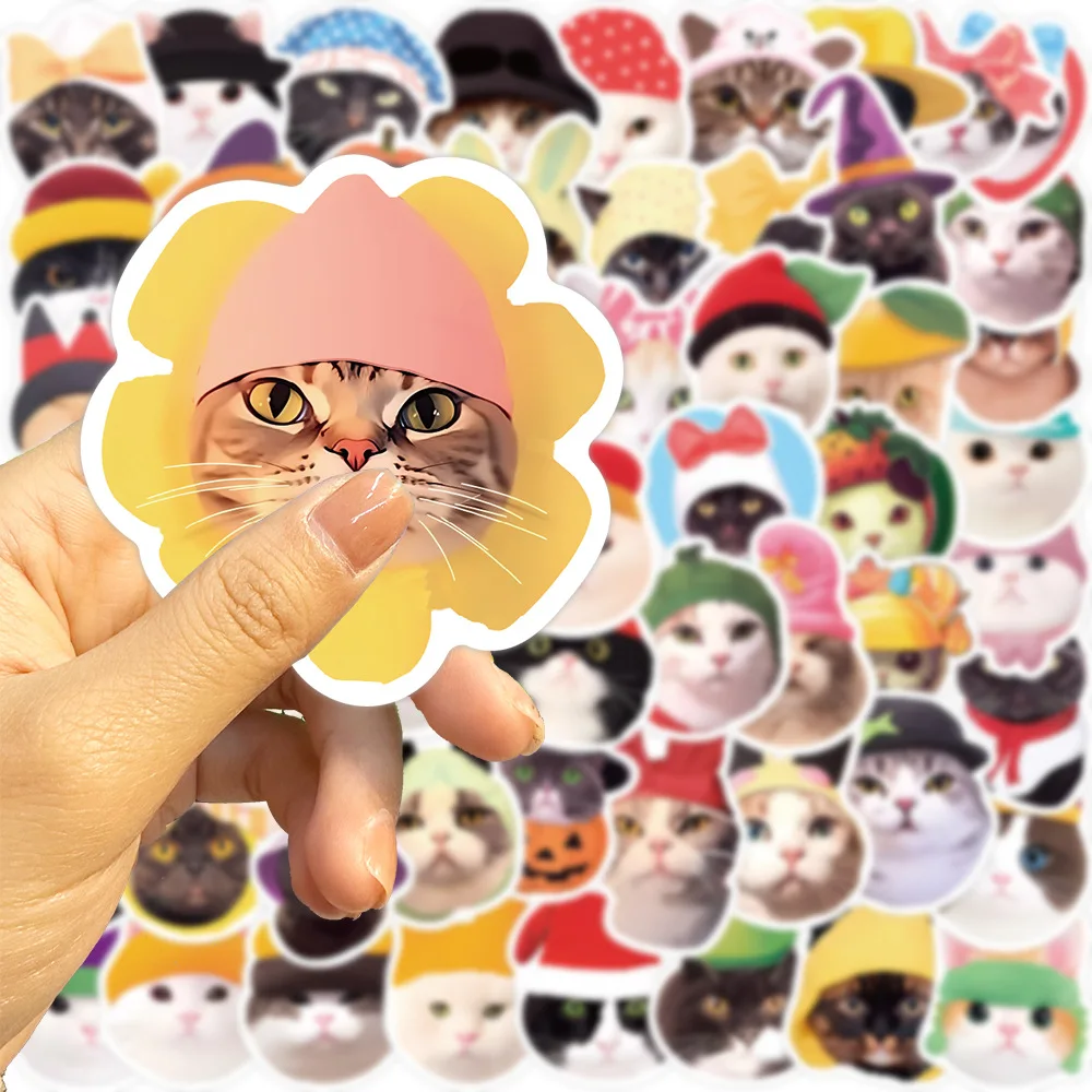 59Pcs Funny the Cat in the Hat Cute Graffiti Stickers for Luggage Bottle  Phone Vinyl Kawaii Kitty Pet Decor Sticker