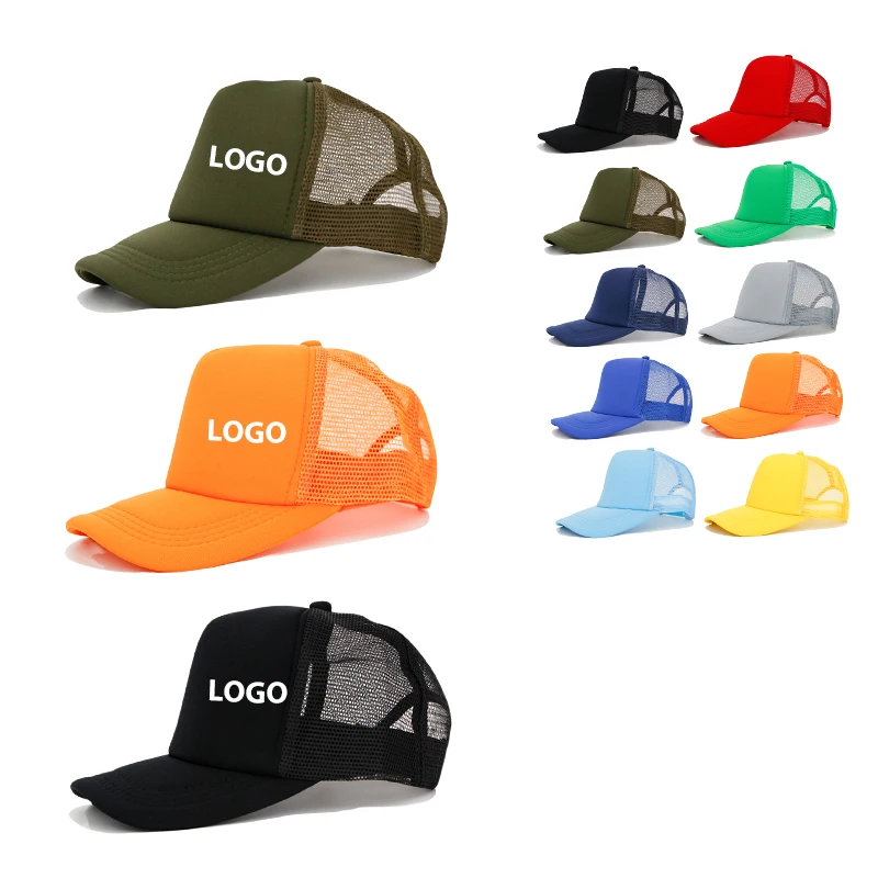 Custom Printing Embroidery Logo Mesh Premium Foam Trucker Hat 5 Panel Hat Plain Foam Trucker Caps Mesh Hats