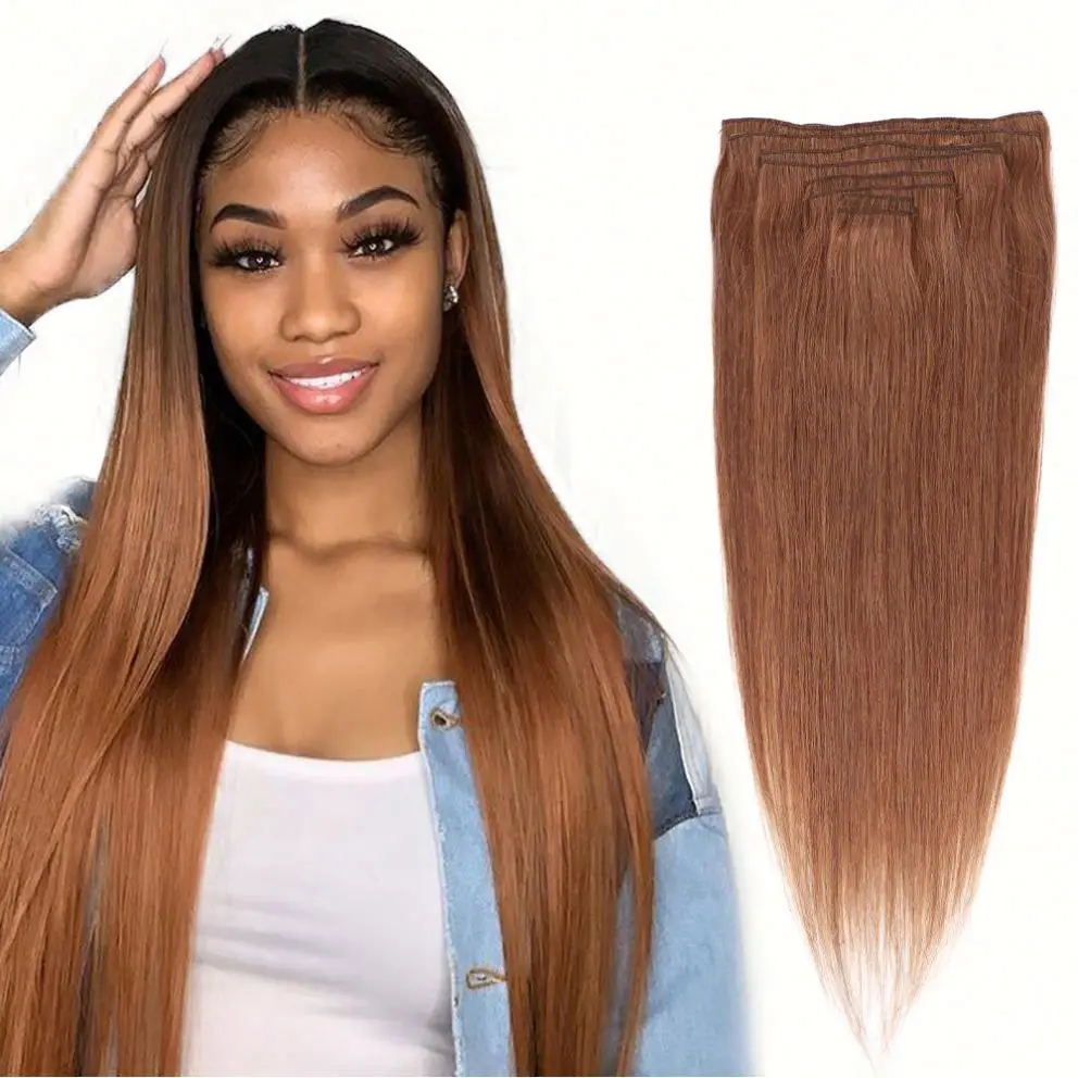 Myzyr Clip In Human Hair Extensions Clip Ins Straight Hair Full Head 8pcs  Blonde Highlight 14 16 18 22 24 Inch Machine Made Remy - Buy Clip In 100%  Human Hair Extensions,Human