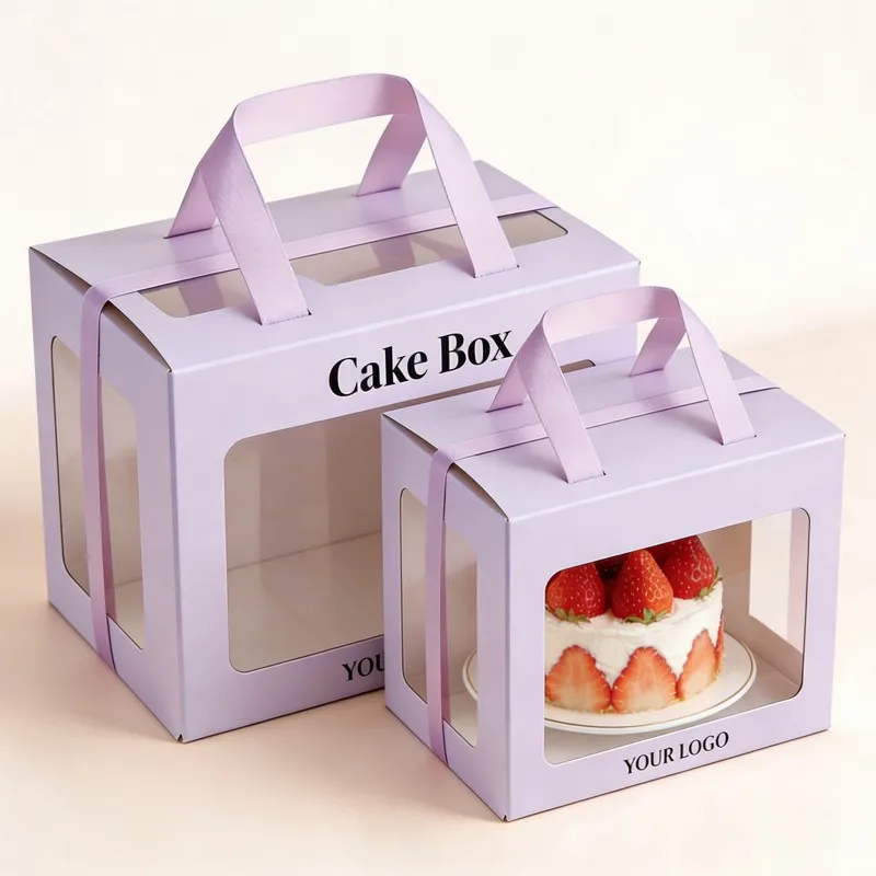 Scatola quadrata personalizzata per torte da 4, 6 o 8 pollici con finestra, scatola di cartone riciclabile per torte con corda, scatola di lusso per imballaggio torte