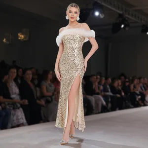 Clothing Manufacturer New Women's Fashion Tank Top Sequin Split Elegant Dress Women's Evening Gown