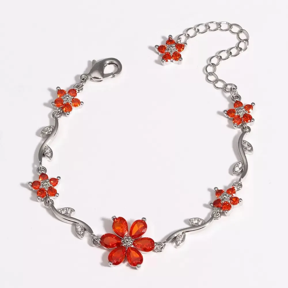 18K Gold Plated Cherry Blossom Zircon Bracelet