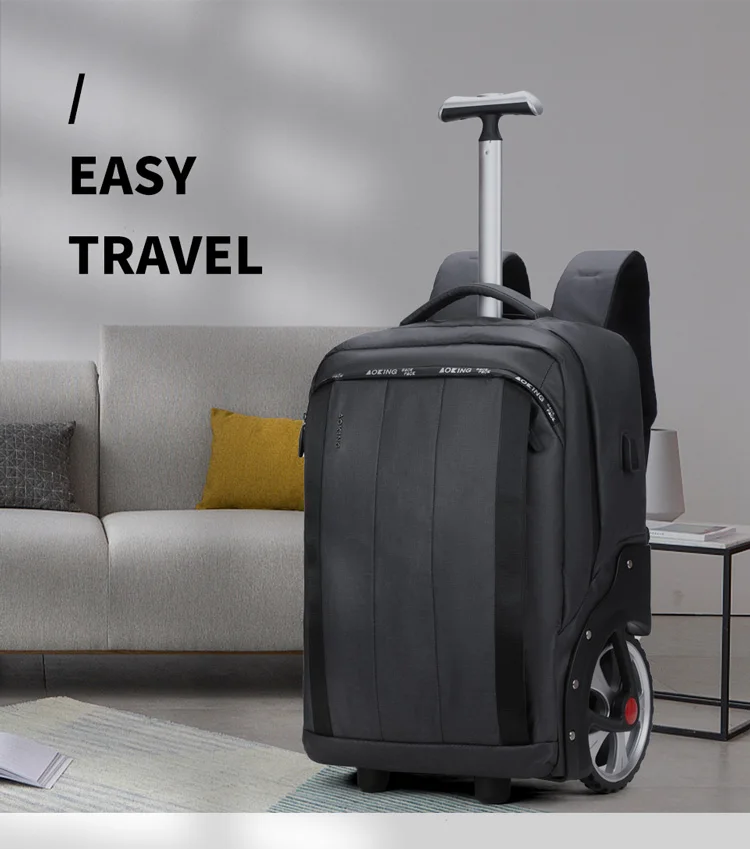 Aoking 50l Usb Men Business Travel Wheeled Backpack Trolley Wheel ...