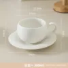 Taza de café blanca de 280 ml con forma de huevo y plato con asa