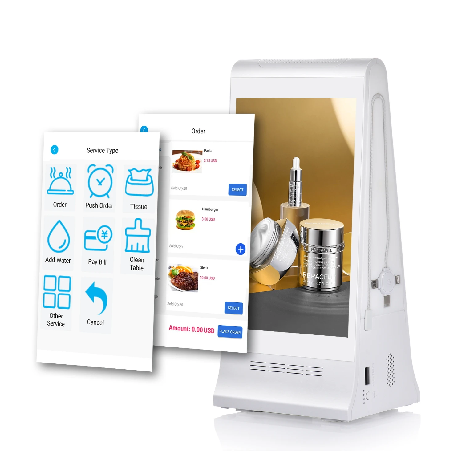 FYD-868 Plus X электронные продукты 2024 WeAds CMS Настольный рекламный дисплей ресторанная система вызова Таблица меню