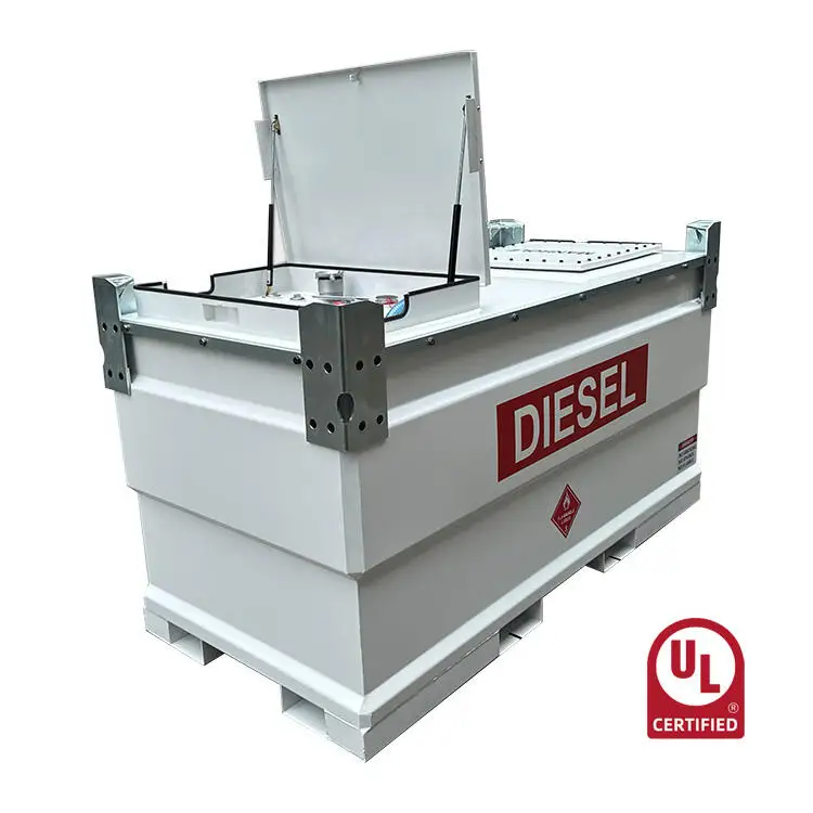 UL142 Portable Diesel Fuel Cube Tank With Pump Mobile Station Double Walled Diesel Gasoline Sale For USA