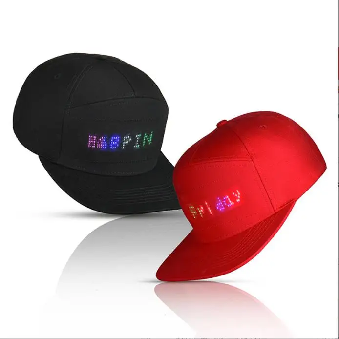 Smart Led Cap USB Recharge DIY Programmable Message Led Hat Led Display Moving Hat