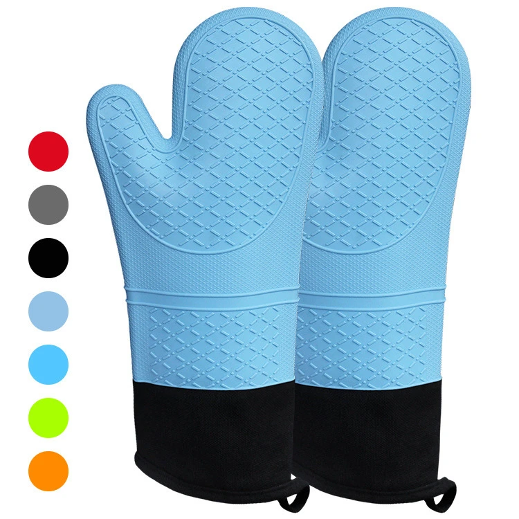 Silicone Oven Mitts Set Kitchen Heat Resistant Oven Gloves Silicone Gloves for BBQ & Baking