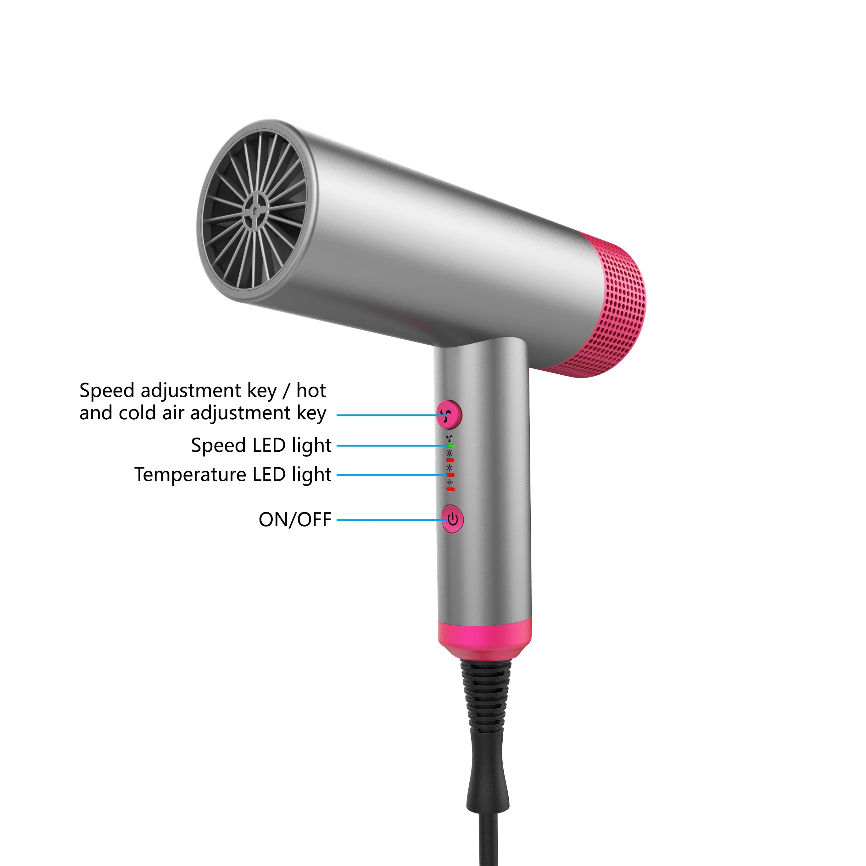 Bidisco Custom Private Label Ionic Negative Ion Anion Hair Dryers High Quality Professional Blow Hair Dryer Electric Plastic