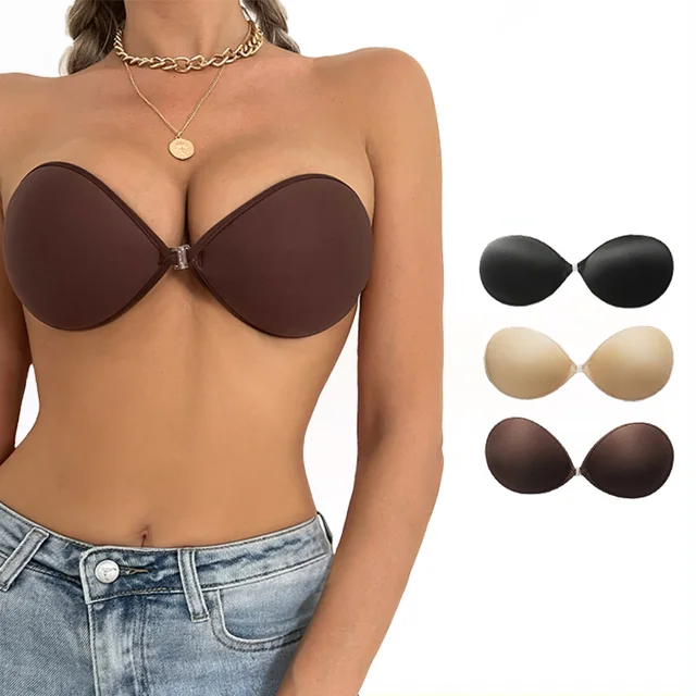 VIMI Solid Design Skin Oval Backless Magic Push Up Super Sticky Invisible Lifting Stick On Self Adhesive Bra For Dress