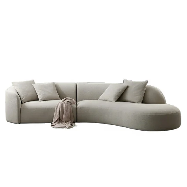 Simple Style Velvet Fabric Curved Shape Sofa Sets for Living Room Modern Champion Artificial Sectional Sofa Modular Nordic Sofa