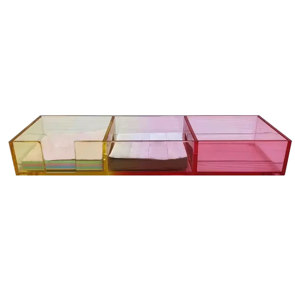 Choice Fun Clear Acrylic Drawer Storage Box with Post-It Note Clip Plastic Memo Holder for Office or Home Use