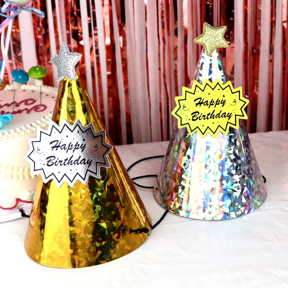 Cute Paper Cone Hat Dress up Girl Boy Birthday Hat Party Supplies  Decoration Green Cool and Delicate Party Paper Hat