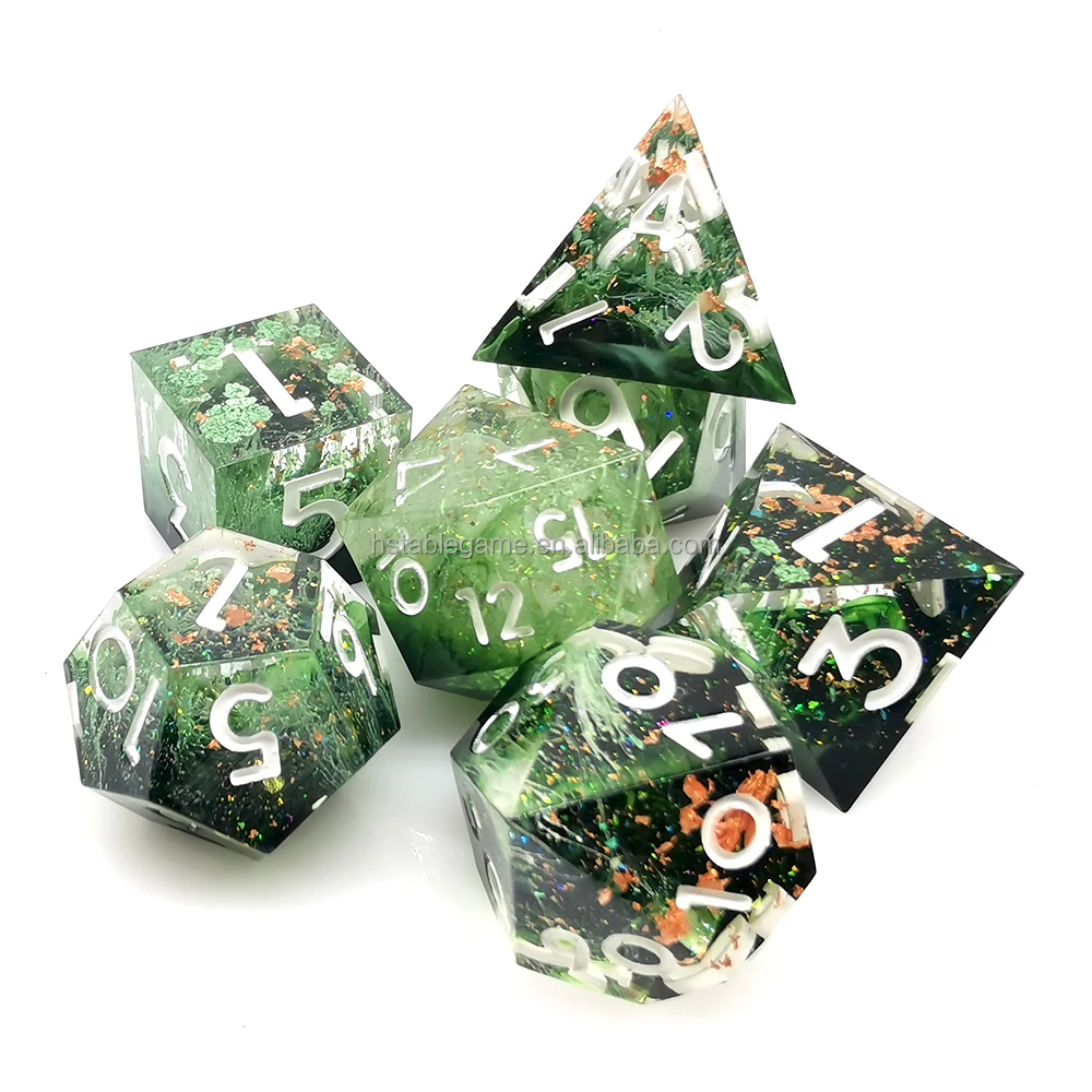 Hs Resin Sharp Edge Dice For Dnd Rpg Green Dungeons And Dragons Dice
