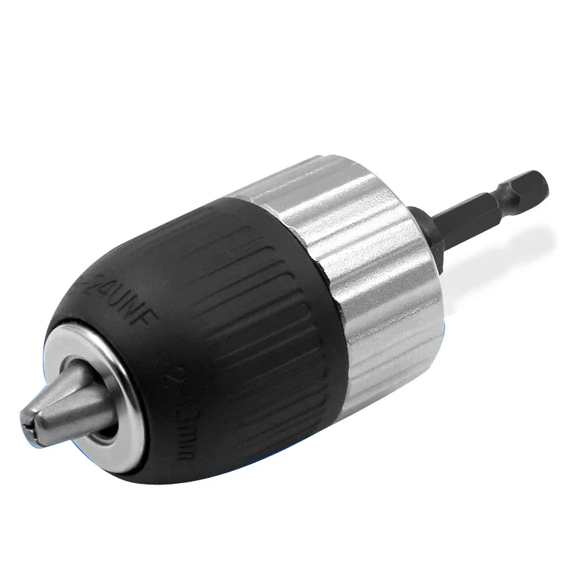 3-Jaw 2-13mm 3/8-24UNF Keyless Drill Chuck Adapter with Hex Shank