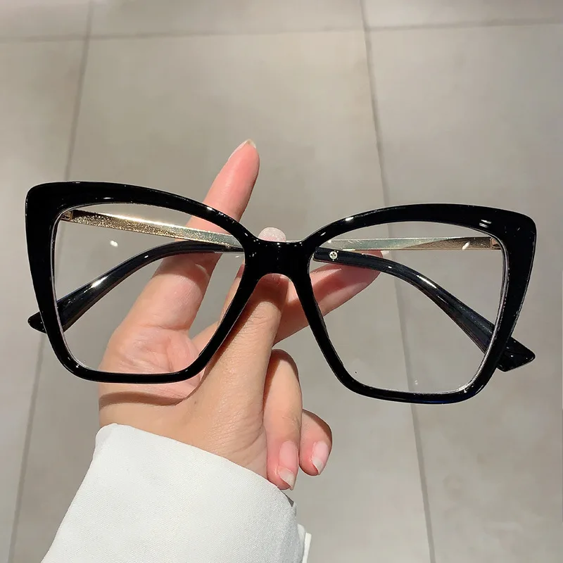 Fashion Oversized Cat Eye Eyeglasses 2025 Butterfly Black Leopard Blue  Light Blocking Eyewear Trendy Non-prescription Spectacles