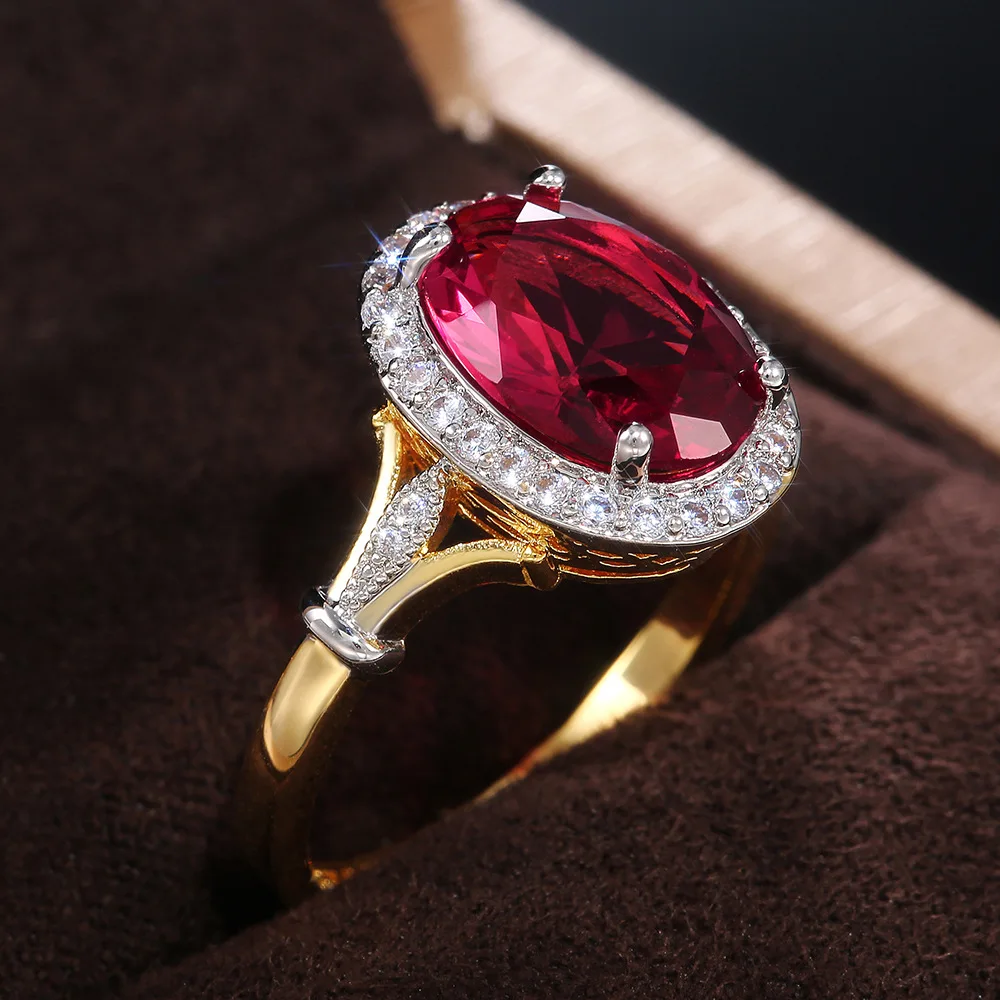 CAOSHI Red Stone Rings Romantic CZ Gemstones for Women - Main Image