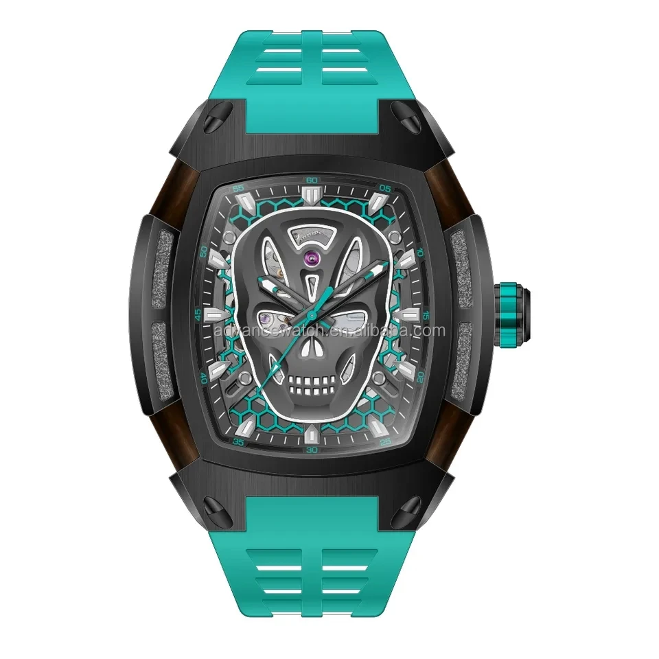 High Quality Automatic Man Watch with Fluoro Rubber Strap Seiko Automatic Movt 100M Waterproof Shenzhen Watch Factory