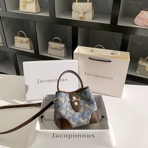 Jacoponnus 2026 Women's High-end Quality Vintage Bohemian Waterproof Printed Presbyopia Bucket Bag Luxury Crossbody Bag