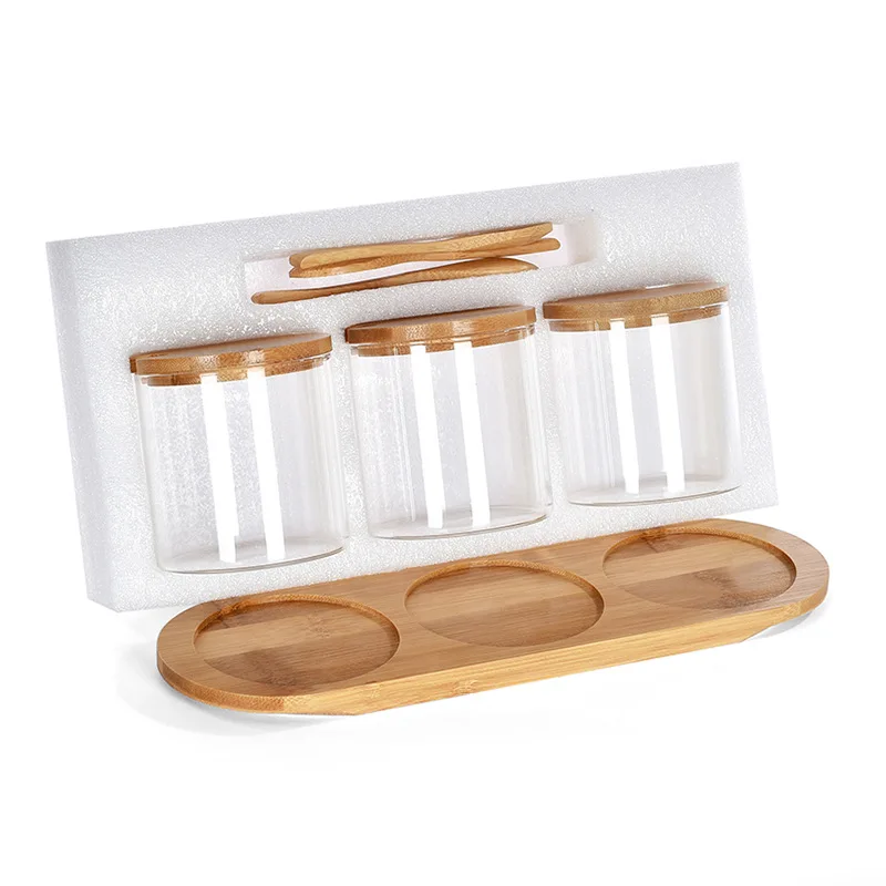 Seasoning glass storage box Home table seasoning jar Spice box Kitchen supplies seasoning box 4-piece set supplier