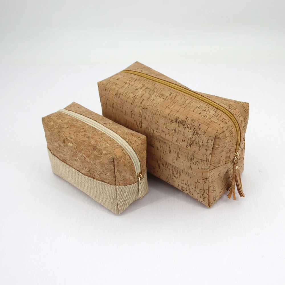 Natural Cork Travel Cork Cosmetic Bag Ecofriendly Cork Makeup Pouch