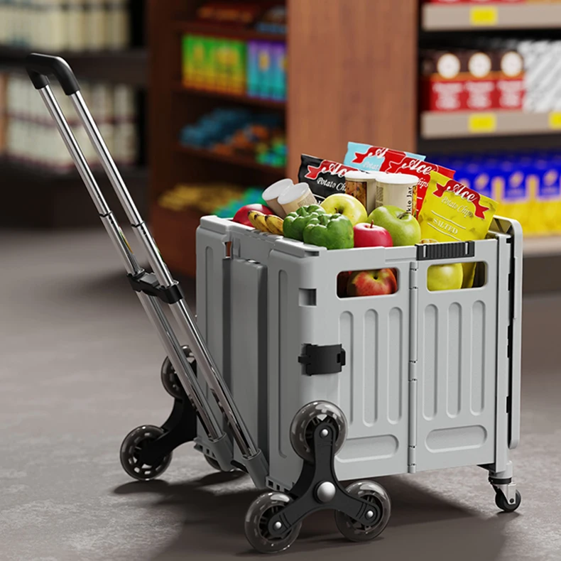 Stall Item Organizer Storage Containers Foldable Trolley Storage Cart Portable Folding Utility Cart with Lid manufacture