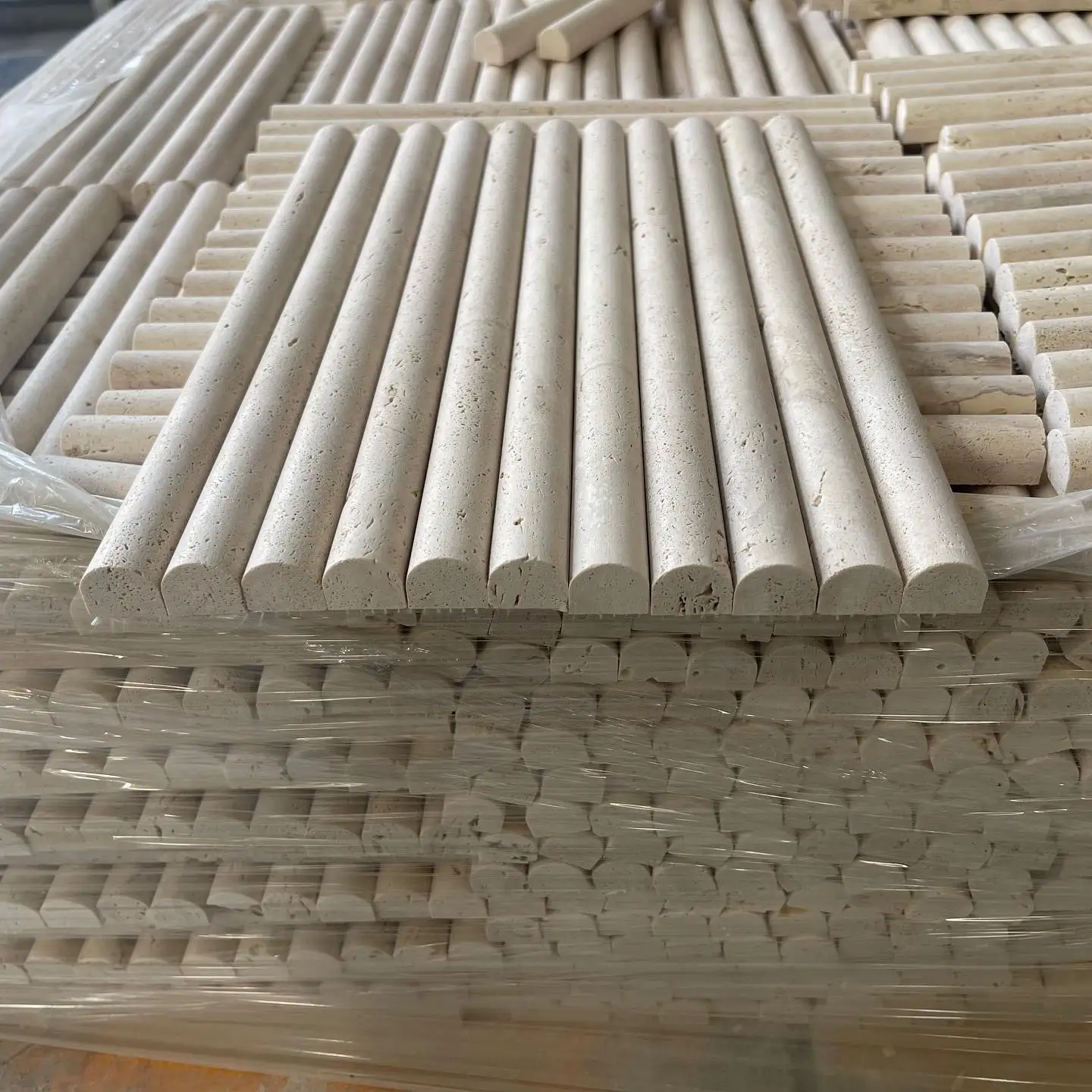 Modern Wall Cladding Mosaic Concave Fluted Tile Marble Travertine Mosaic for Wall Decoration Bathroom Kitchen