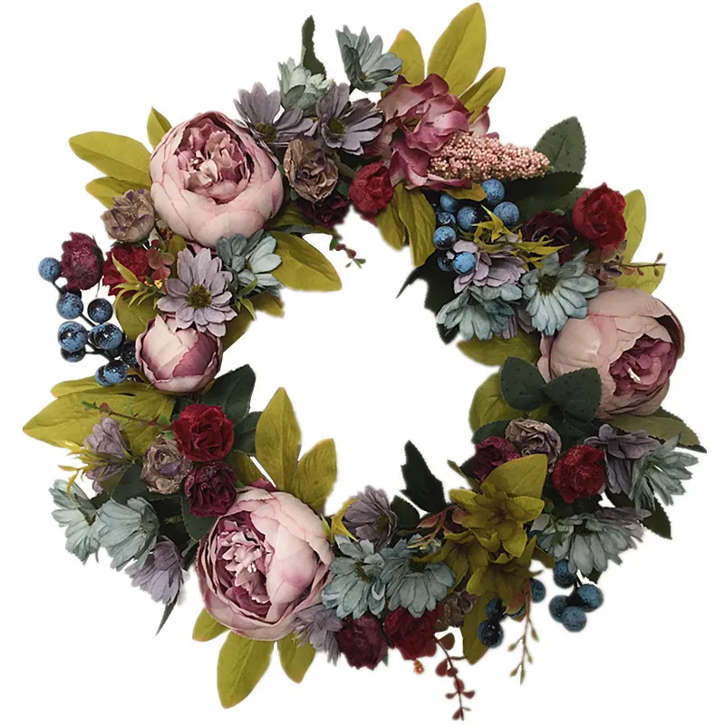 45cm Peony Wreath for Wedding Decorations Silk Peony Flower Wreaths
