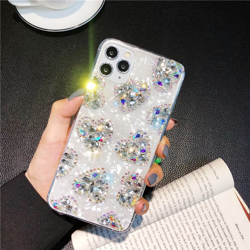 Diamond Luxury Cell Phone Case Heart Shaped Rhinestones Glittering Cover Girls Women For Iphone 12 Pro Max For Iphone Xs Max Buy Phone Cover Shinny Cell Phone Case Glittering Phone Cover Product On