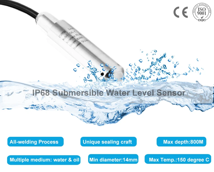 Submersible Liquid Level Transmitter 33v Rs485 Modbus Water Level