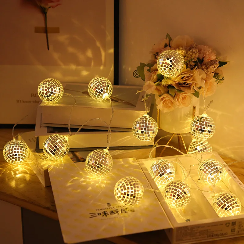 Led Mirror Ball Lights String Bar Party Decorative Lights Christmas