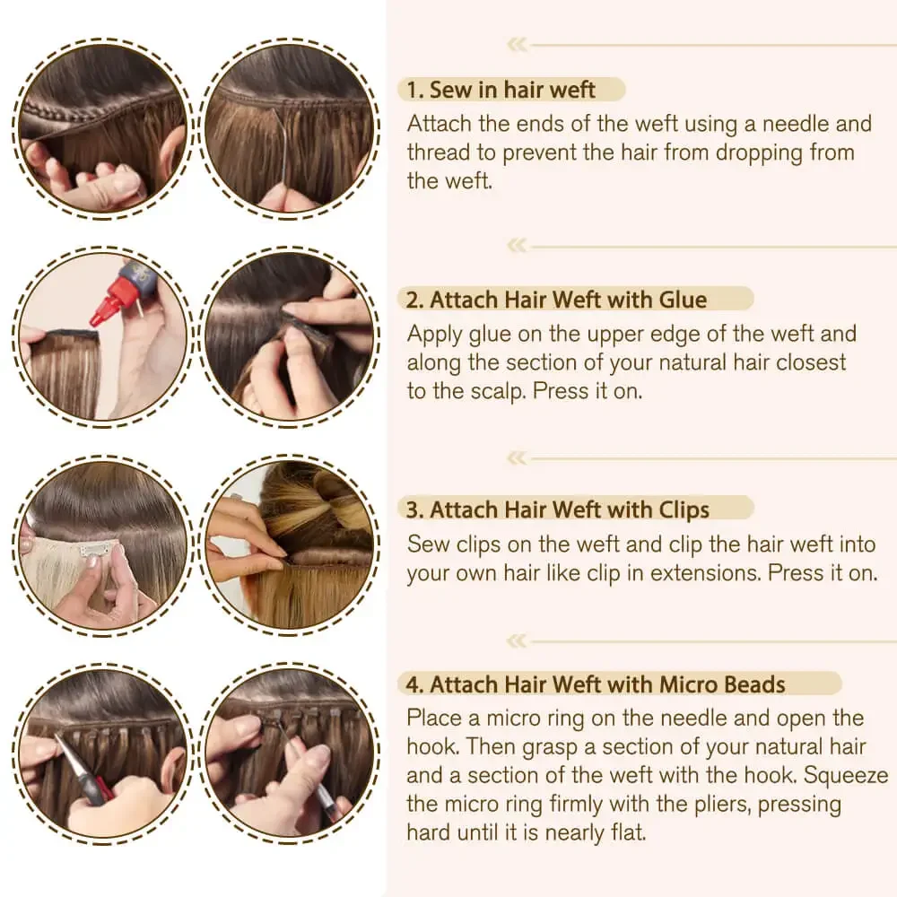 LaaVoo Extension per capelli con trama piatta in seta 100% veri capelli umani brasiliani 50 g/p Trama per capelli cucita in PU senza cuciture da 16-24 pollici di alta qualità_voghion.com