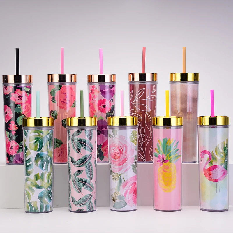 Custom Double Wall Rose Gold Lids Clear Acrylic Tumbler with Straw New  Design Paper Card Insert Drinkware for Parties| Alibaba.com