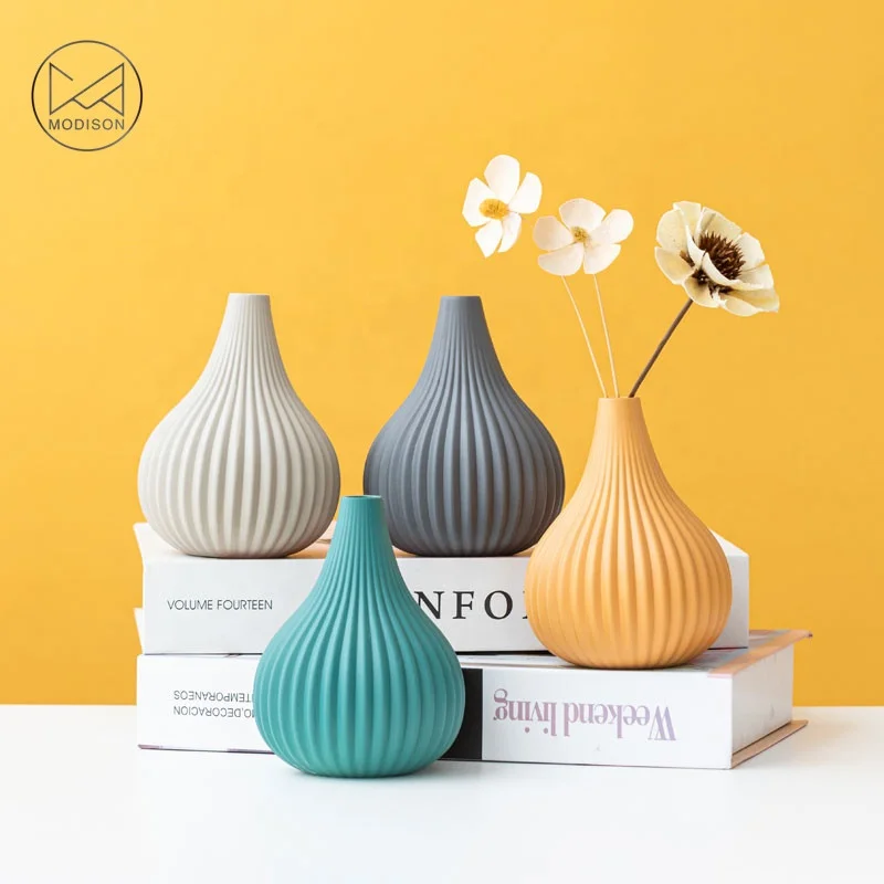 Morandi Color Frosted Matte Model Room Dried Flowers Nordic Style Small Ceramic Vase Set