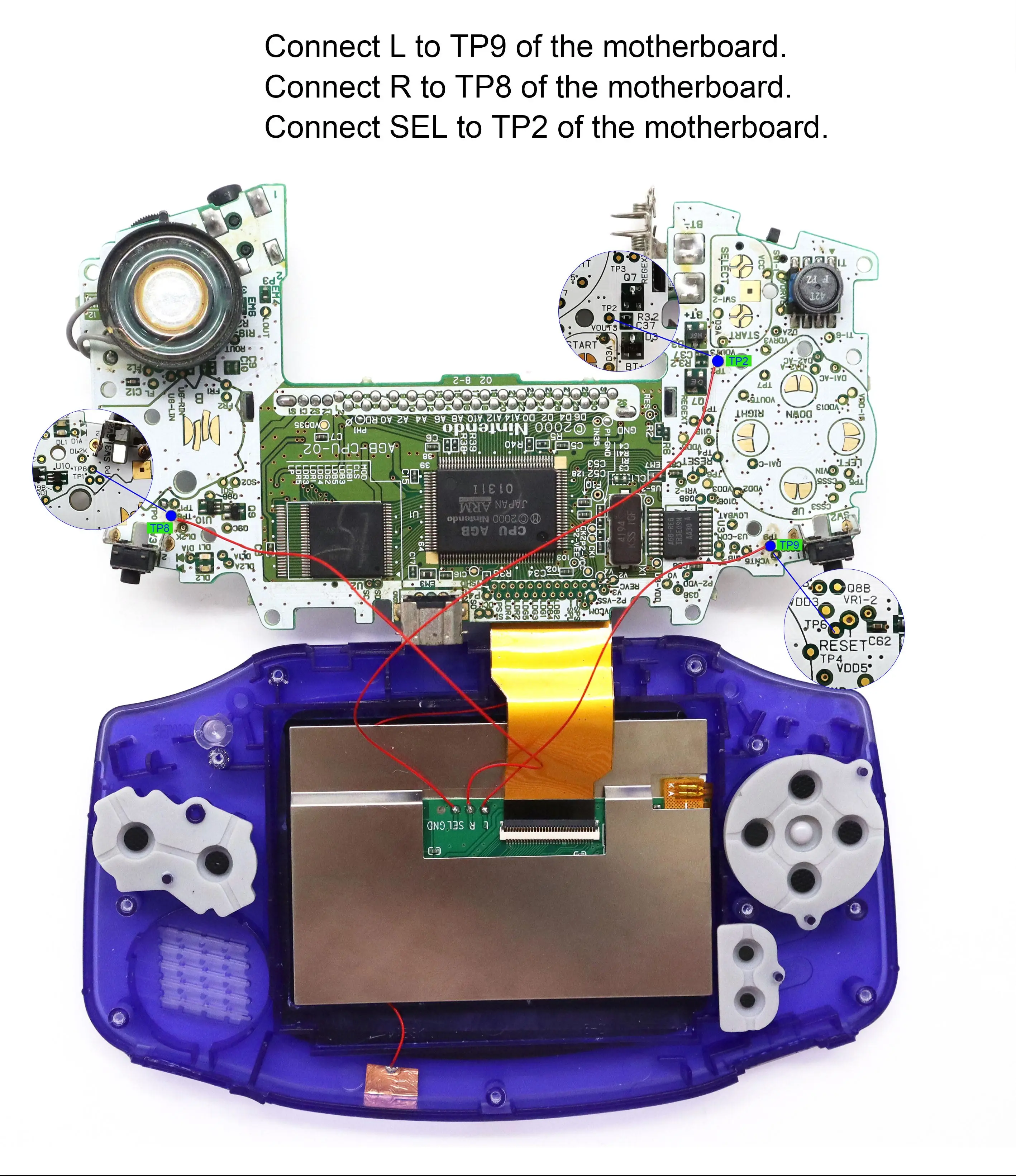 Hispeedido V5 720X480 Retro Pixel Lainated 3.0'Drop In LCD Display Ips Backlight Osd Menu Lcd Screen Kit For Gba 2186656565