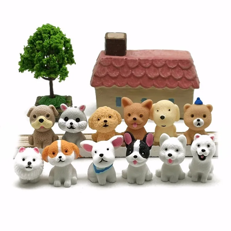 Animal Model Crafts Resin Dogs Miniature Figurines Micro landscape Dollhouse 