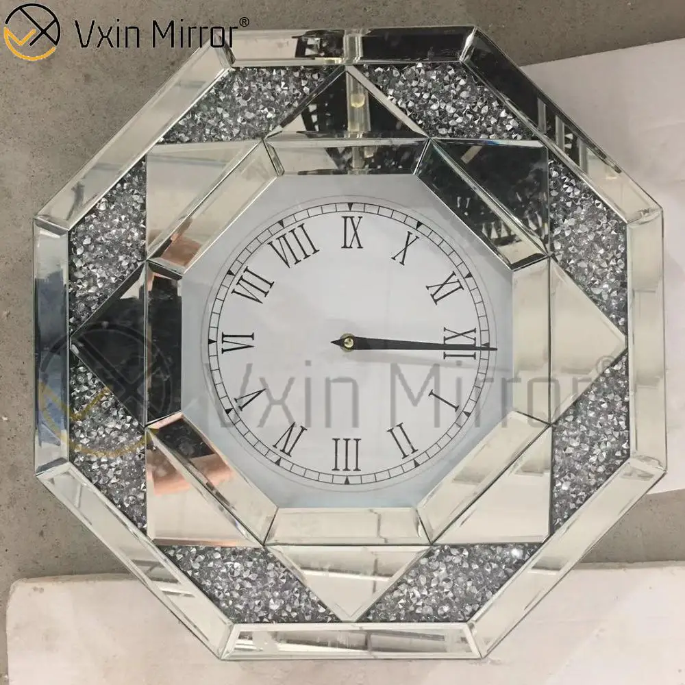 VXin Роскошные зеркальные настенные часы три цвета измельченные бриллианты современное серебряное зеркальное настенное зеркало для украшения дома гостиной