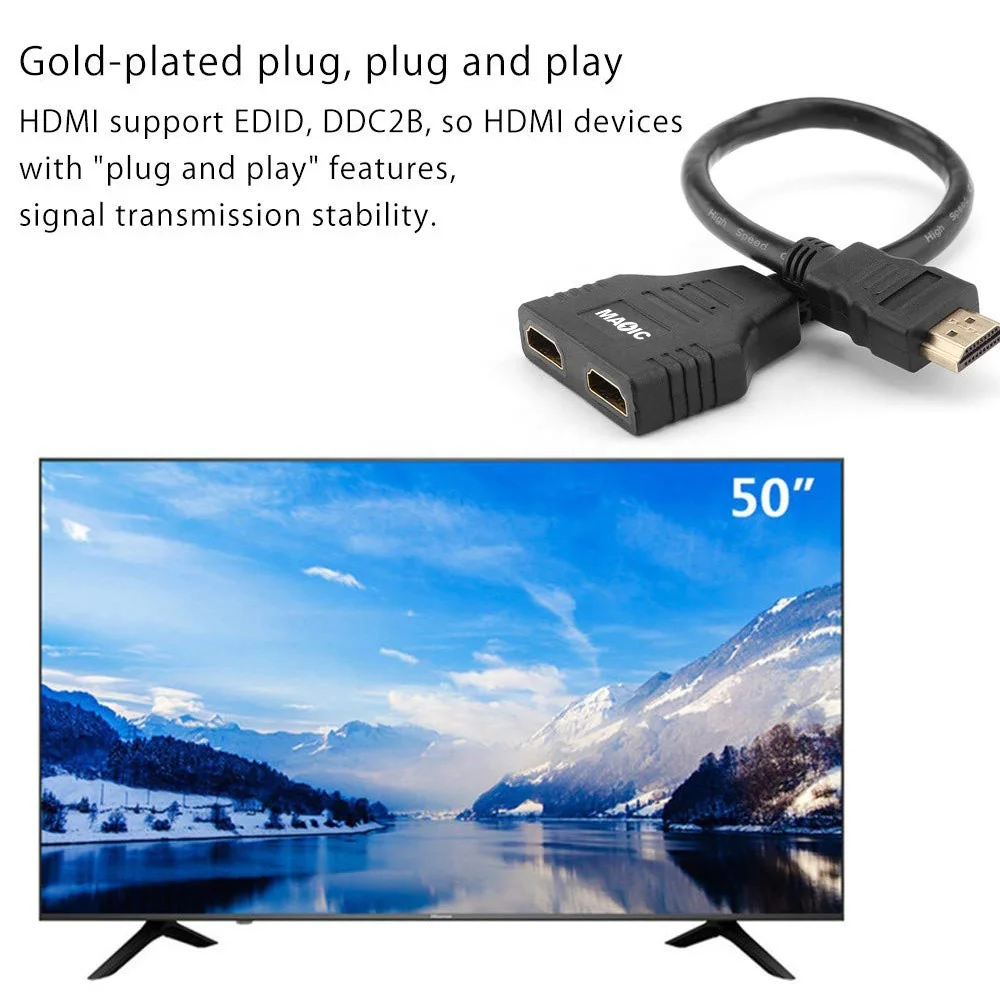 
Разветвитель Hdmi-кабеля, распределитель HDMI штекер-двойной гнездо от 1 до 2 каналов, разветвитель hdmi-кабеля, аудио-и видеокабели 